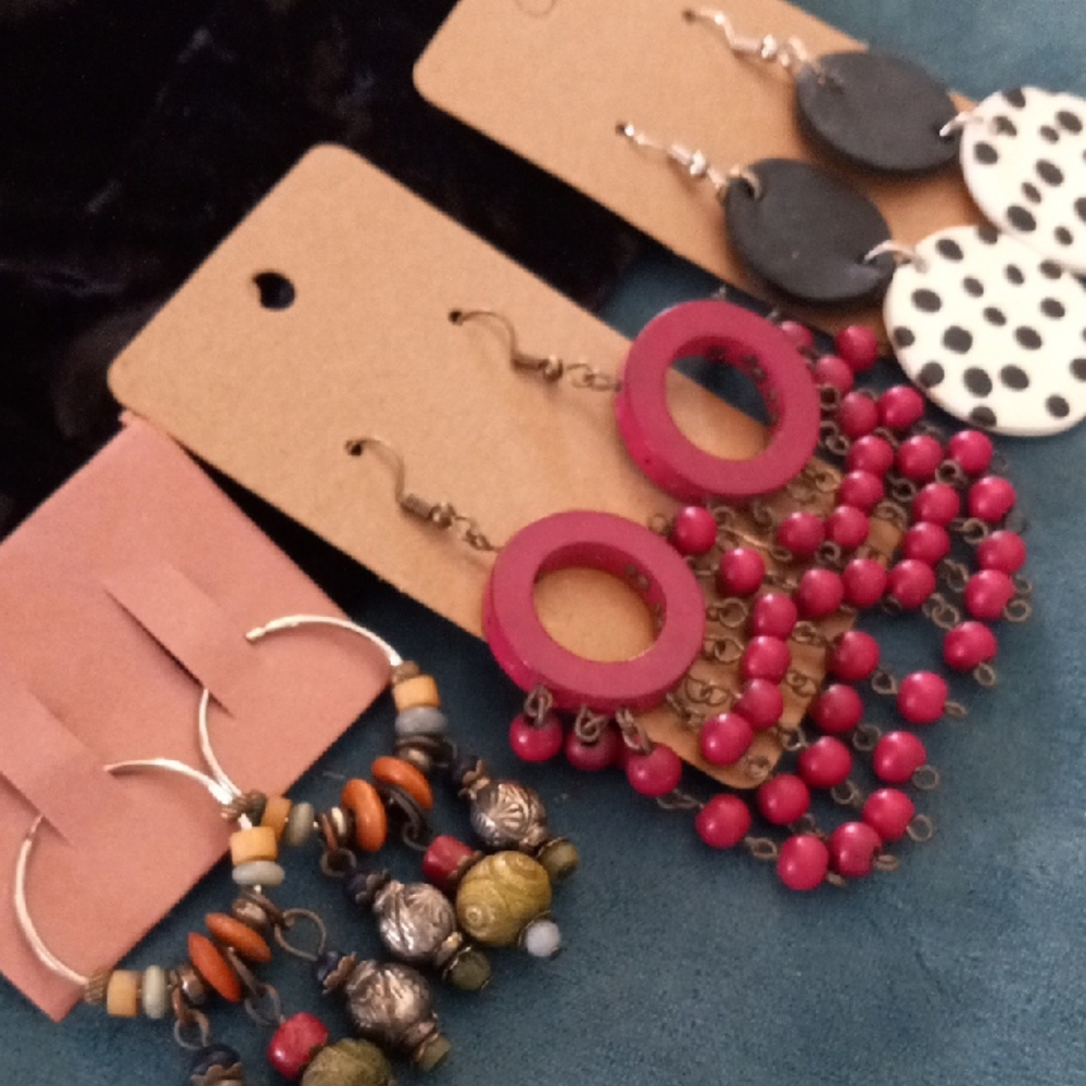 Handcrafted Fuchsia Beaded Fringe Hoop Earrings